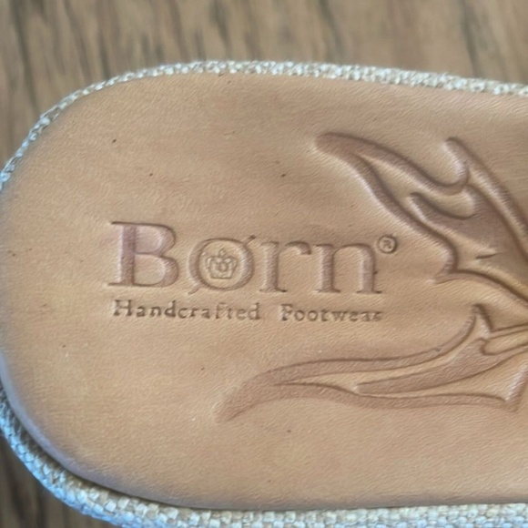 Born -  Wedge Open Toe Slip On Wedge Sandal Shoes Tan Size 6 Size 36.5 - Picture 5 of 13